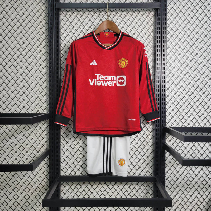 Manchester United Home Child Kit Long Sleeve 2023/24